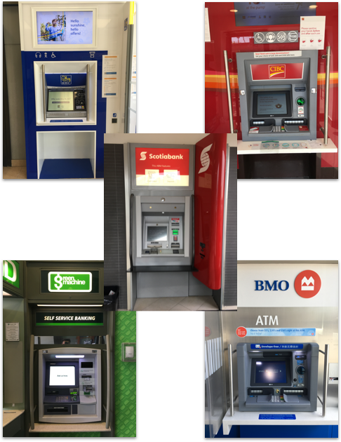 Bank ATMs of the Big Five Canadian banks